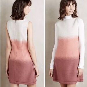 Anthropologie Hoss Intropia wool ombré small dress mauve dusty pink gray sienna
